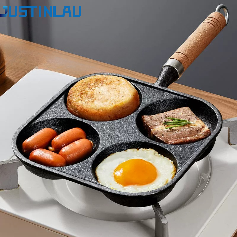 Mini Pancake Griddle - JUSTINLAU 2/4-Hole Omelette Pot Home Cast