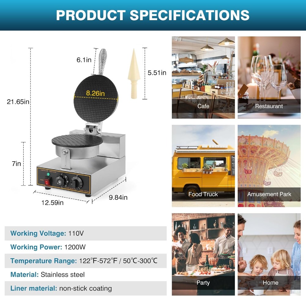 1200W Commercial Waffle Cone M - Waffle Cone Maker 评论和价格