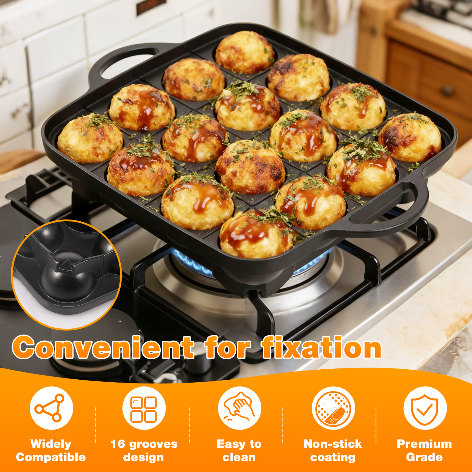Takoyaki Pan 16 Hole Octopus B - Takoyaki Grill Plate 评论和价格