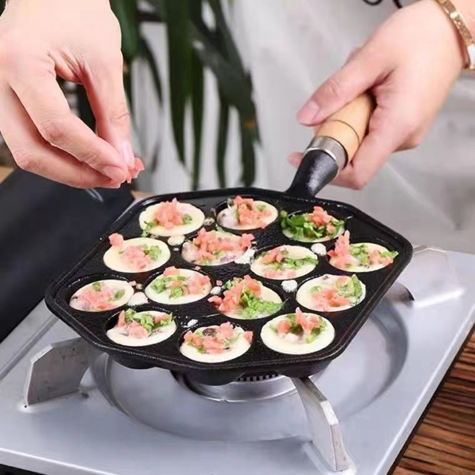 14 Holes Takoyaki Pan Nonstick - Mini Pancake Griddle 评论和价格