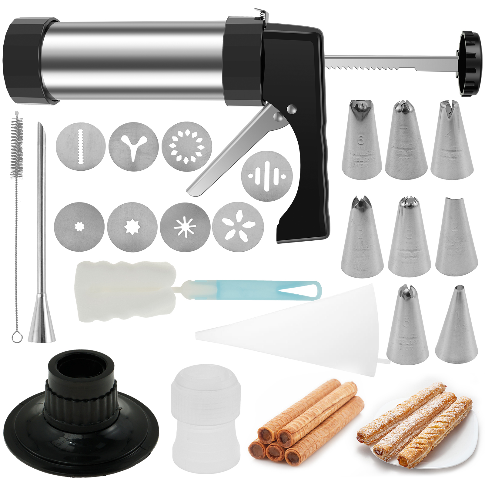 Stainless Steel Cookie Gun Chu - Churros Maker Gun 评论和价格