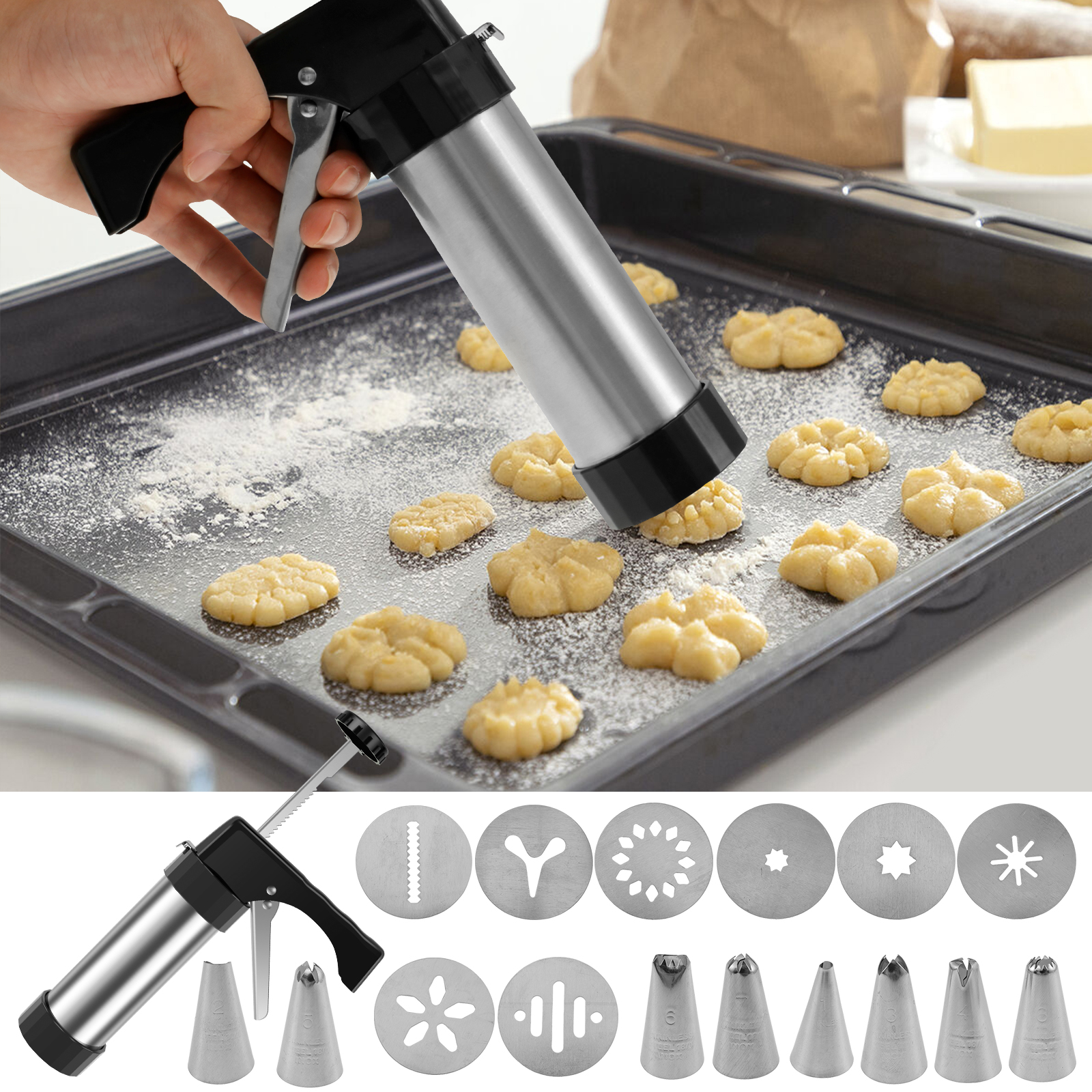 Stainless Steel Cookie Gun Chu - Churros Maker Gun 评论和价格