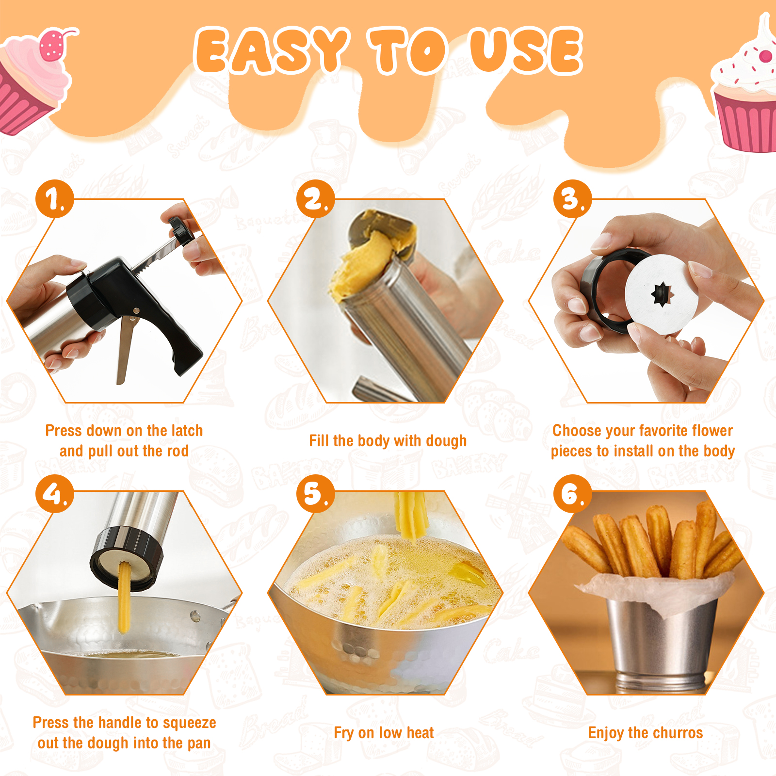 Cookie Press Gun Tips Set Stai - Churros Maker Gun 评论和价格