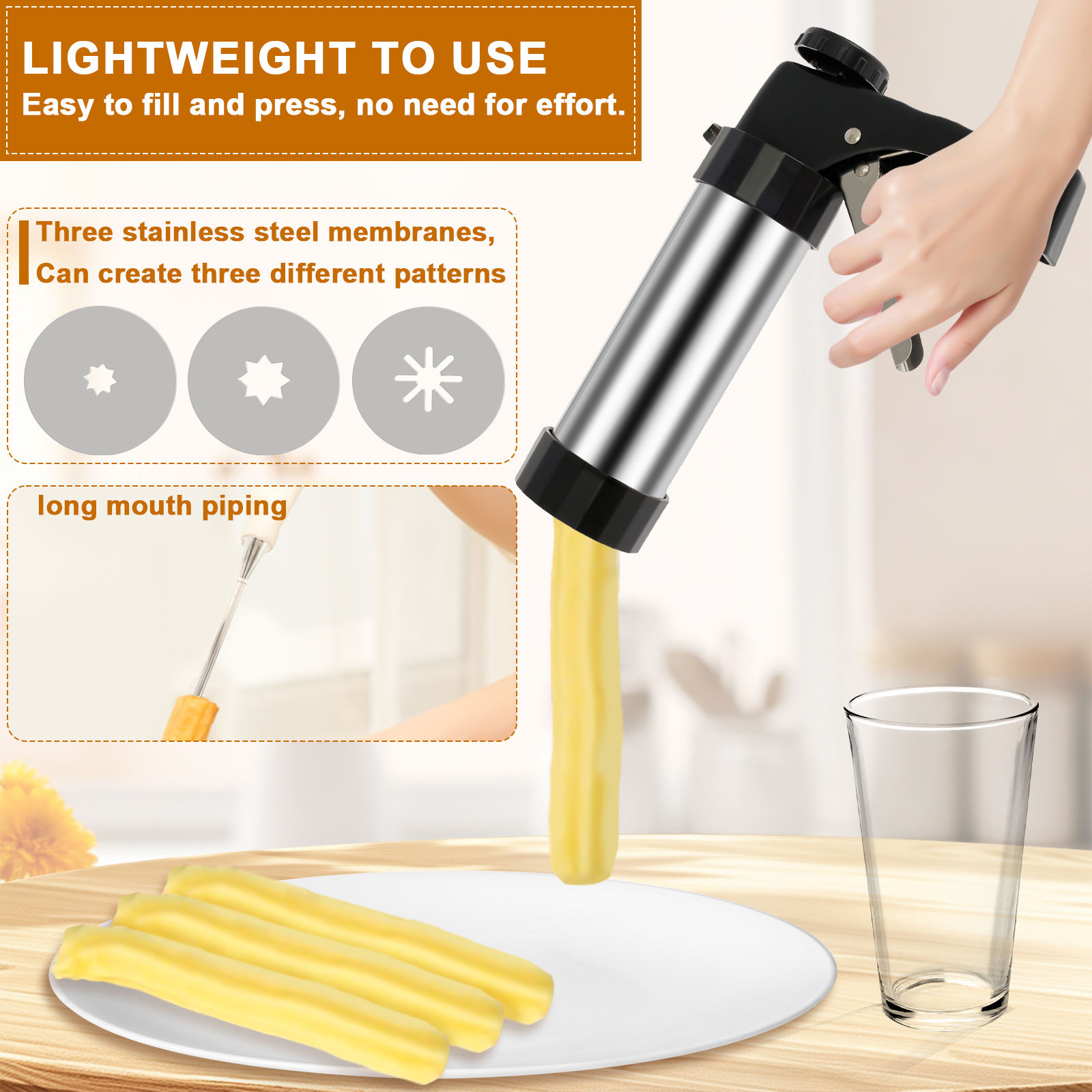 Cookie Press Gun Kit Stainless - Churros Maker Gun 评论和价格
