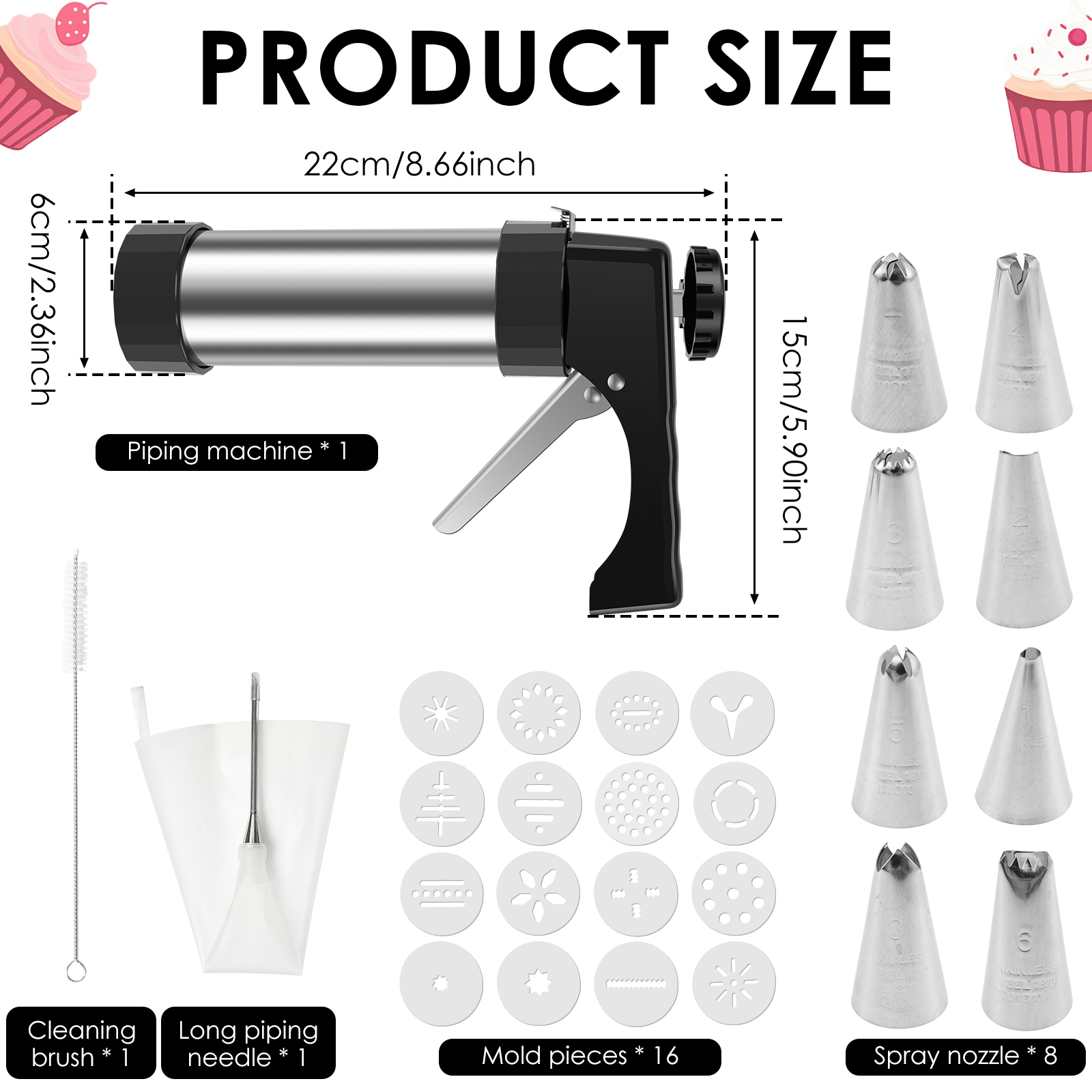 Stainless Steel Cookie Gun Chu - Churros Maker Gun 评论和价格